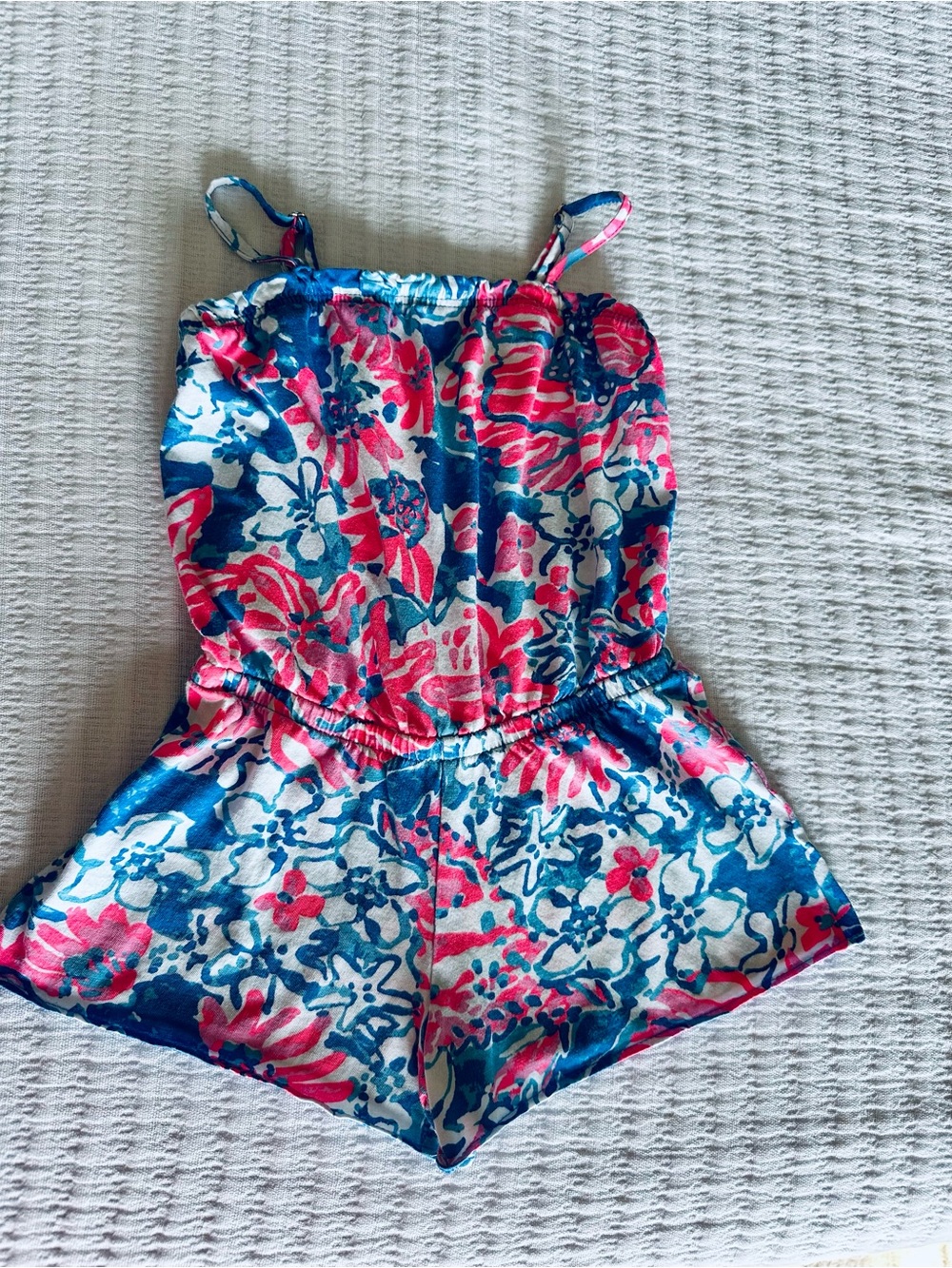 Lilly Pulitzer Blue and Pink Floral Girls Romper